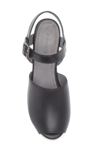 Chocolat Blu Wagga Platform Wedge Sandal In Black