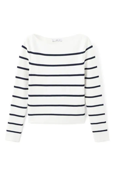 Mango Fine-knit Boat-neck Sweater Ecru In White