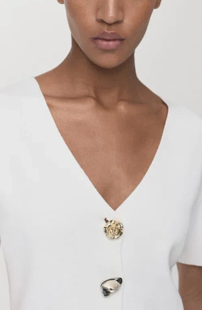 Mango Women's Jewel Button Knitted Cardigan In White