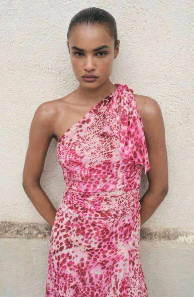 Mango Corinne One-shoulder Dress In Pink