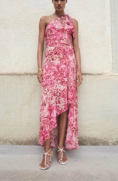 Mango Corinne One-shoulder Dress In Pink