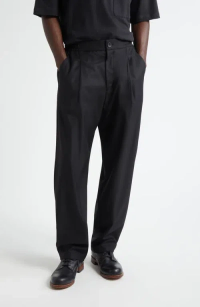 Herno Wool Blend Straight Leg Pants In Black
