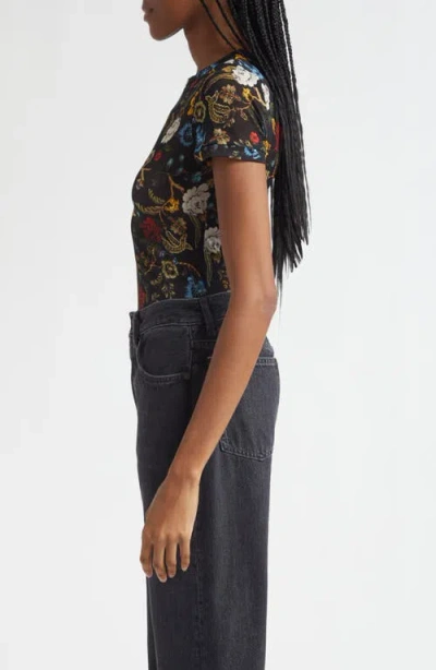 Alice And Olivia Tess Crewneck Tee In Brown