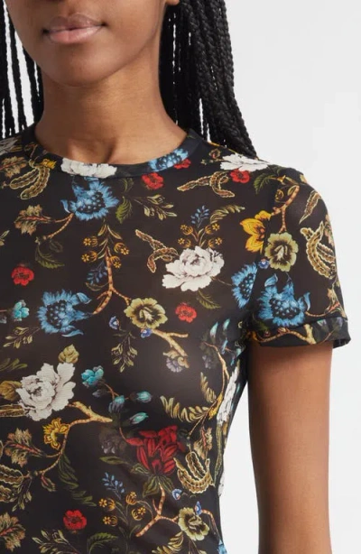 Alice And Olivia Tess Crewneck Tee In Brown