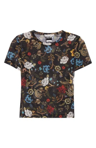 Alice And Olivia Tess Crewneck Tee In Brown