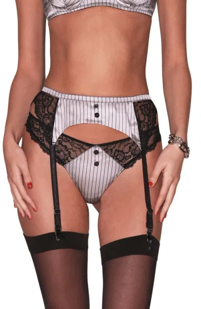 Fleur Du Mal Executive Lace Trim Stretch Silk Thong In Gray