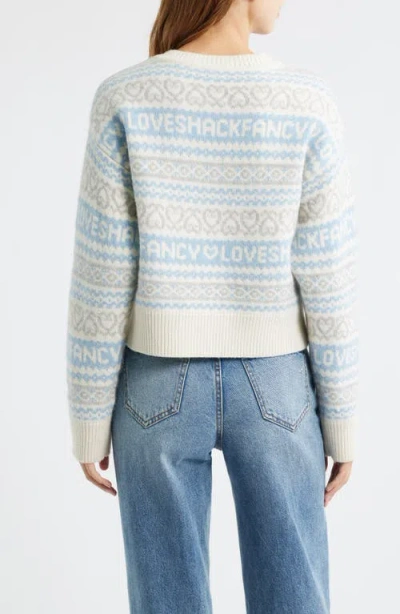 Loveshackfancy Emberly Crewneck Wool Sweater In Blue