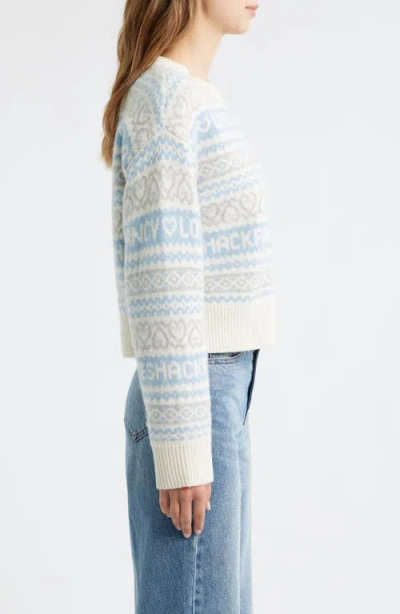 Loveshackfancy Emberly Crewneck Wool Sweater In Blue