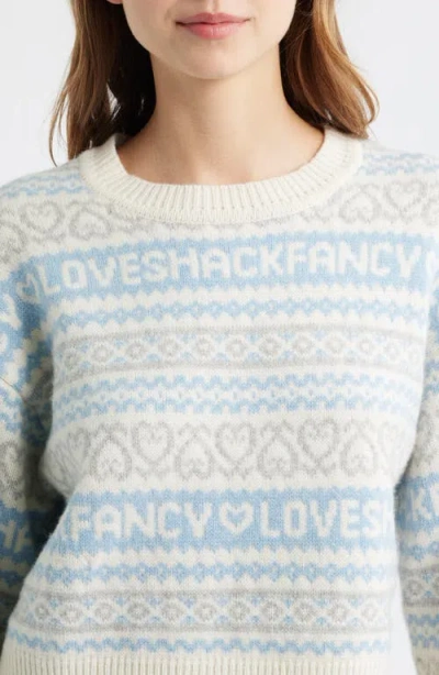 Loveshackfancy Emberly Crewneck Wool Sweater In Blue