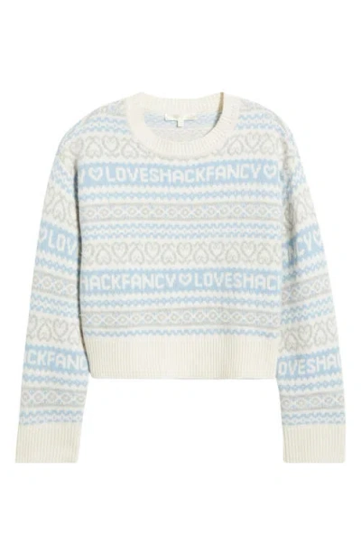 Loveshackfancy Emberly Crewneck Wool Sweater In Blue