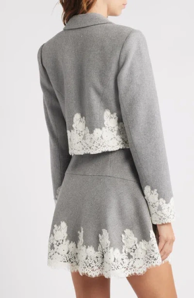 Loveshackfancy Icarus Lace Detail Crop Jacket In Gray