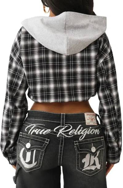 True Religion Plaid Zip Crop Hoodie In Multi