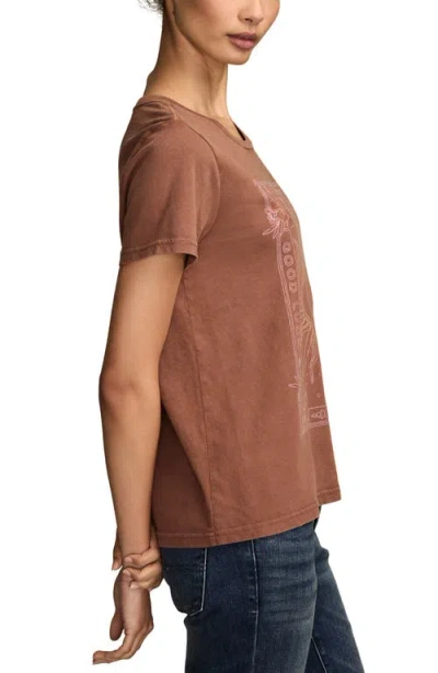 Lucky Brand Women's Good Fortune Sun Poster Classic Crew Neck T-shirt In Brown