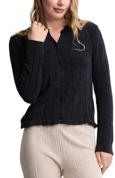 Barefoot Dreams Cozychic Ultra Lite Cable Knit Cardigan In Black