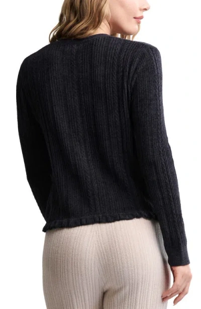 Barefoot Dreams Cozychic Ultra Lite Cable Knit Cardigan In Black