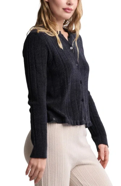 Barefoot Dreams Cozychic Ultra Lite Cable Knit Cardigan In Black