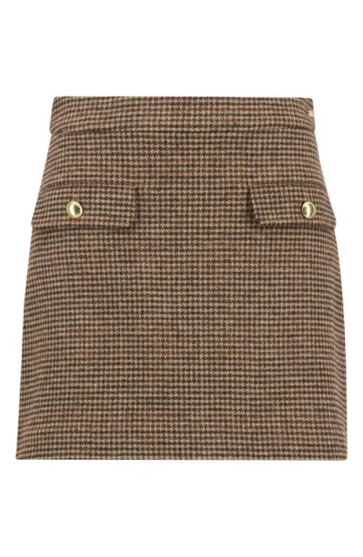 Barbour Sophia Houndstooth Check Merino Wool Miniskirt In Multi