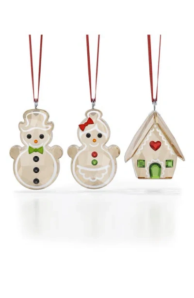 Swarovski Holiday Cheers Gingerbread Ornament Set In Brown