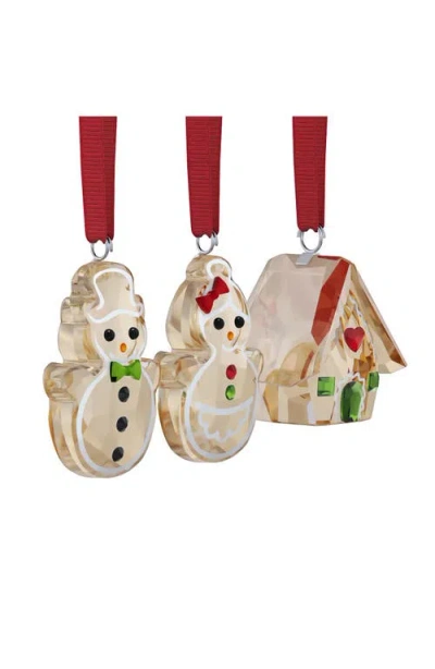 Swarovski Holiday Cheers Gingerbread Ornament Set In Brown