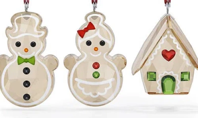 Swarovski Holiday Cheers Gingerbread Ornament Set In Brown