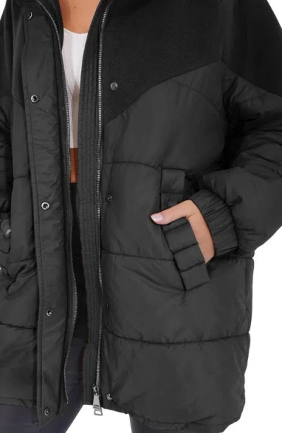 Belle & Bloom Say It Again Wool Blend Detail Quilted Jacket In Black