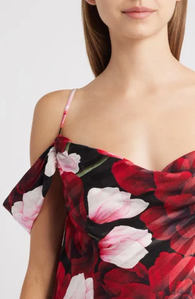 Sonya Moda Del La Mer Drape Cold Shoulder Gown In Multi