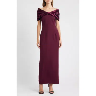 Sonya Moda Belluno Off The Shoulder Column Gown In Red