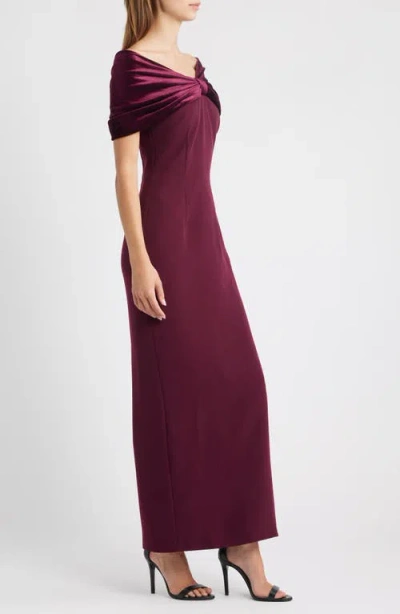 Sonya Moda Belluno Off The Shoulder Column Gown In Red