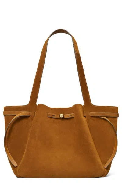 Tory Burch Romy Pebble Leather Bucket Bag In Brown