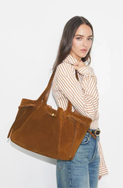 Tory Burch Romy Pebble Leather Bucket Bag In Brown