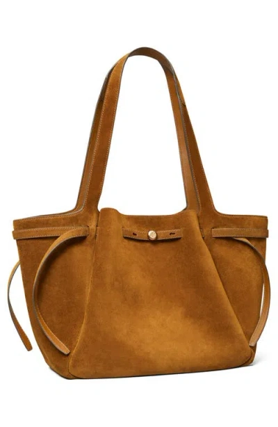 Tory Burch Romy Pebble Leather Bucket Bag In Brown