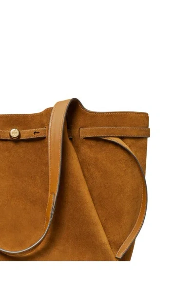 Tory Burch Romy Pebble Leather Bucket Bag In Brown