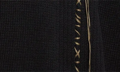 Yohji Yamamoto Asymmetric Embroidered Wool & Cotton Sweater In Black