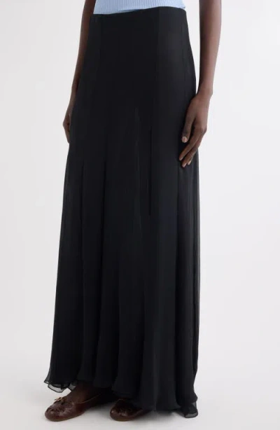Chloé Maxi Skirt With Sheer Overlay And Flowy Design In Black