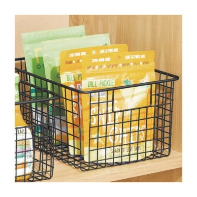 Mdesign Metal Wire Food Organizer Basket With Built-in Handles, 12 X 9 X 6 In Black