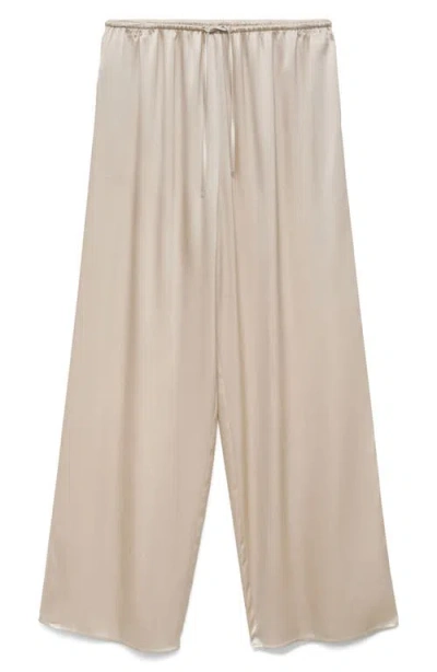 Mango Stretch Silk Pajama Pants In White