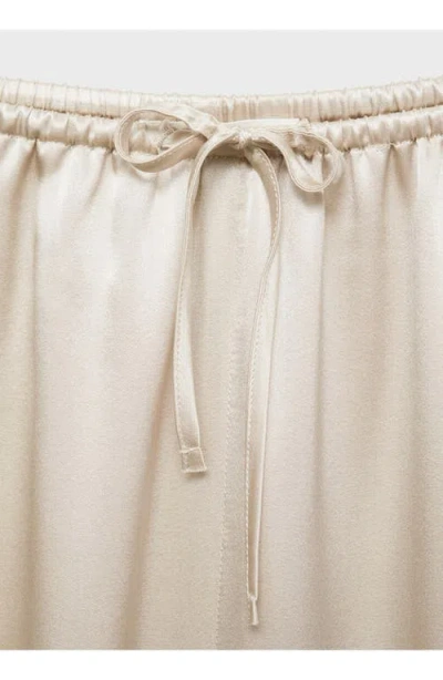 Mango Stretch Silk Pajama Pants In White