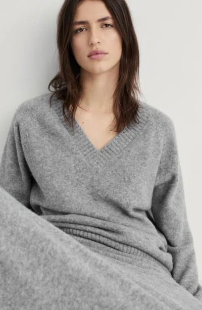 Mango V-neck Sweater In Gray