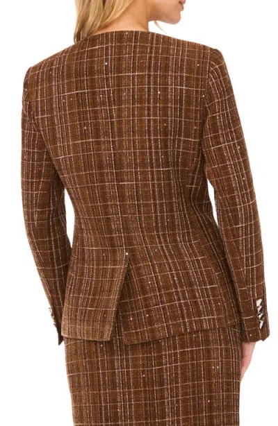 Ted Baker Brinley Tweed Crewneck Jacket In Brown