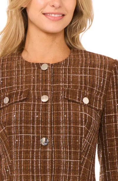 Ted Baker Brinley Tweed Crewneck Jacket In Brown
