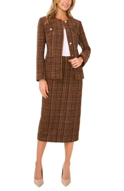Ted Baker Brinley Tweed Crewneck Jacket In Brown
