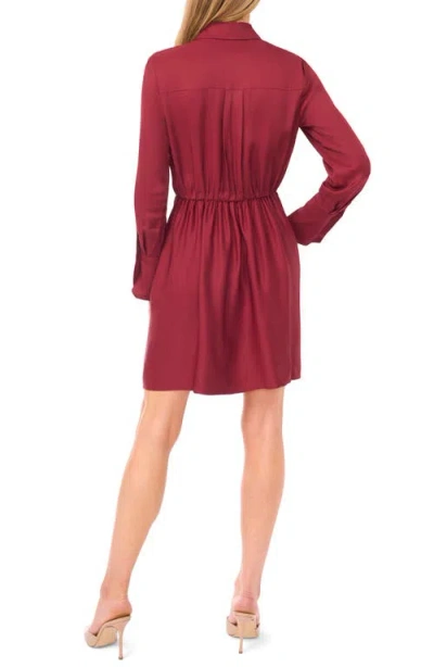 Ted Baker Tie Front Long Sleeve Mini Shirtdress In Red
