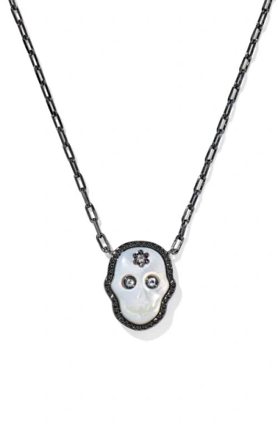 Kendra Scott Gunmetal Skeleton Short Pendant Necklace In Gray