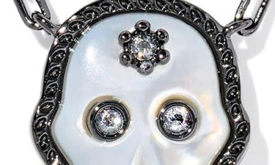 Kendra Scott Gunmetal Skeleton Short Pendant Necklace In Gray