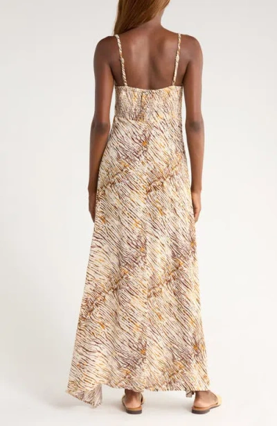 Elan Cutout Tie Front Maxi Cover-up Sundress In Multi