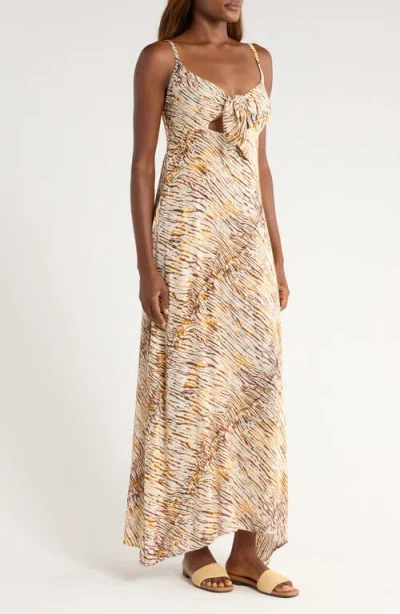 Elan Cutout Tie Front Maxi Cover-up Sundress In Multi