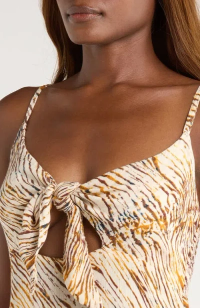 Elan Cutout Tie Front Maxi Cover-up Sundress In Multi