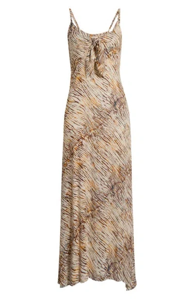 Elan Cutout Tie Front Maxi Cover-up Sundress In Multi