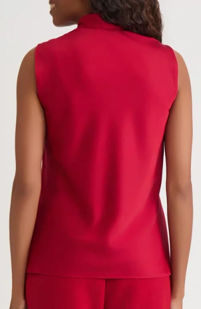 Kasper Bow Detail Sleeveless Satin Top In Red