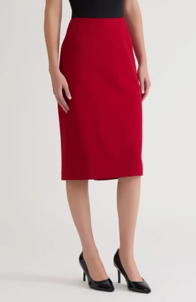 Kasper Women's Stretch-crepe Knee-length Pencil Skirt In Red